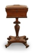 A Victorian rosewood teapoy, 20th century,