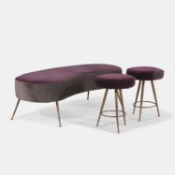 Manner of Gio Ponti, a pair of stools and an ottoman,