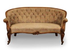 A Victorian walnut-framed salon settee, 19th century,