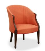 A upholstered tub chair, 19th century,