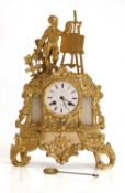 L Cartier, Paris, ormolu and alabaster mounted mantel clock, 19th century,