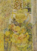▲ Leslie Moore (British, 1913-1976) Still life with yellow teapot and flowers