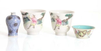 A Chinese copper red and underglaze blue miniature vase,