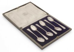 A cased set of silver coffee spoons,
