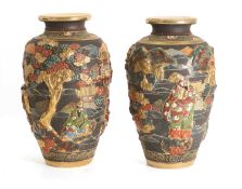 A pair of Satsuma pottery vases, early 20th century,