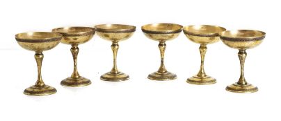 A set of six silver coupe glasses,