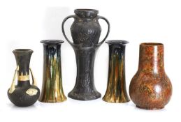 A group of Bretby British art pottery vases,