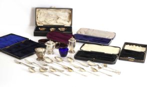 An assortment of silver items,