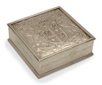 A silver lidded matchbox,