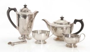 A silver four piece tea service,