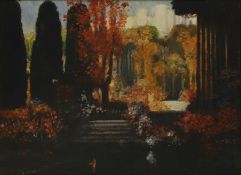 Thomas Edwin Mostyn (British, 1864-1930) A garden in autumn