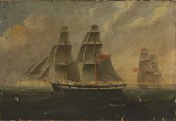 English School, early 19th century A merchantman off the South Coast