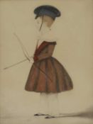 English School, 19th century Portrait of a child holding a bow and arrow