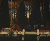 Thomas Edwin Mostyn (British, 1864-1930) Garden with fountain