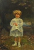 English School, 19th/20th century A portrait of a young child holding a flower in a naturalistic lan