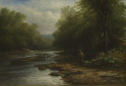 Joseph Wrightson McIntyre (British, 1841-1897) 'On the River Derwent, near Grindleford Bridge'