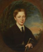 English School, late 19th century Portrait of Mountiford Bolton, half-length, in a brown coat and ho