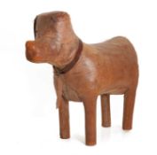 A novelty leather footstool, 20th century, in the manner of Dimitri Omersa for Liberty London,