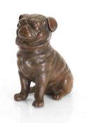 A Japanese patinated spelter pug, 20th century,