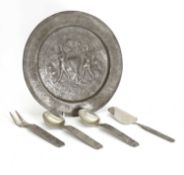 A pewter plate,