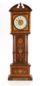 A Victorian inlaid rosewood miniature longcase clock, circa 1890,