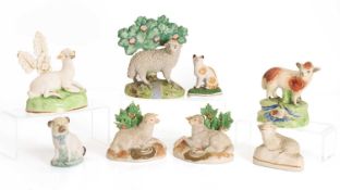 A collection of Staffordshire animals,