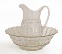 A Victorian moulded wash jug and basin,
