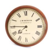 A mahogany dial clock by J W Benson 25 Old Bond St. London