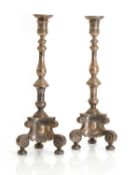 A pair of silverplated Baroque candlesticks, circa 1900,