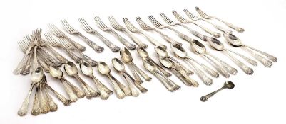 A harlequin Queens pattern canteen of silver cutlery,