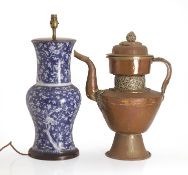 A copper Tibetan ewer,