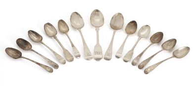 A collection of silver teaspoons,