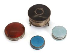 A silver and tortoiseshell circular box and cover,