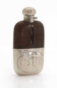Golfing Interest, a silver-plated hip flask, circa 1900,