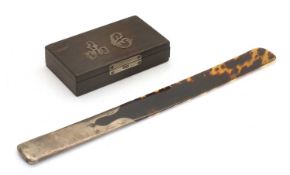 A Victorian silver and tortoiseshell page turner,