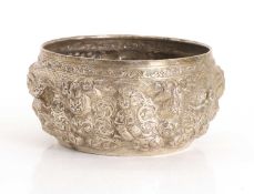 A Burmese (Myanmar) white metal offering bowl, late 19th century / early 20th century,