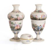 A pair of Naples porcelain vases, circa 1900,