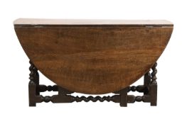 An oak gate leg table, late 17th century,