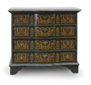 A Dutch green painted chest of drawers, 19th century,