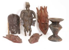 A collection of tribal masks,