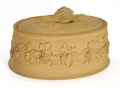 A Wedgwood caneware game pie dish, cover and liner, mid 19th century,