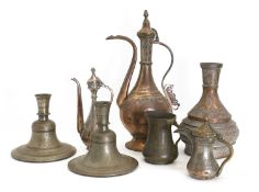 A collection of Indian copper and brass metalwares, 19th-20th century,