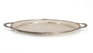 A Irish twin handled silver tray, 20th century