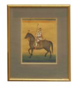 An Indian equestrian painting, 20th century, Northern India, Rajasthan,