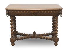 A carved oak side table, late 19th century,