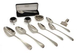 A collection of silver items,