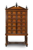 A Dutch walnut and ebonised collectors cabinet, 19th century,