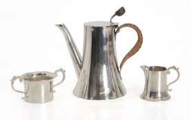 A three piece silver bachelors coffee service