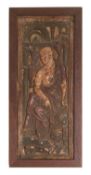 A carved terracotta panel of the Poet and Muse, 20th century, Continental, after the antique,