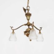 An Edwardian brass ceiling light,